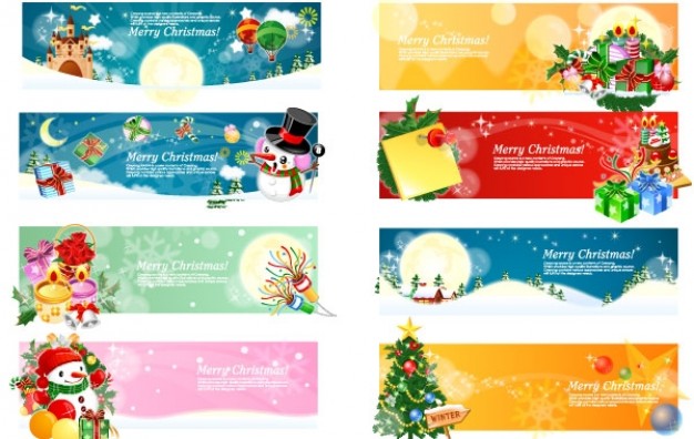 christmas banners pack with elk tree snowman gift