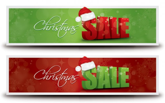 christmas sale banner with Christmas hat