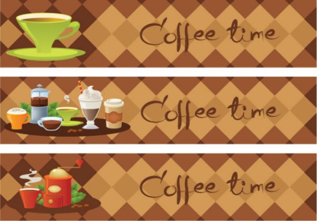 coffee time theme banners with cup drink