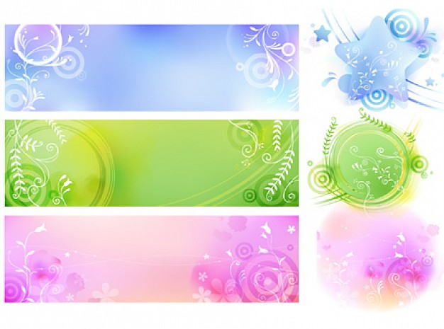 color and floral shapes backgrounds banner