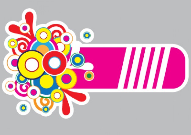 colorful banner with circle pink line