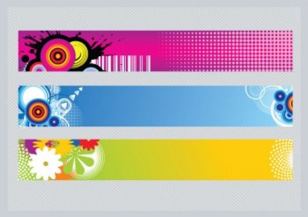 colorful banners eps photoshop tutorial with target circles and flowers