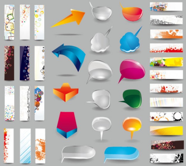 dialog bubbles arrow and many banners package