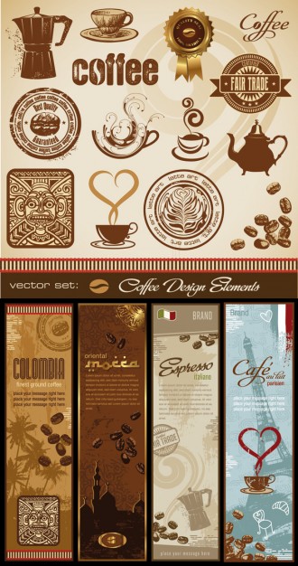 elegant coffee and totem clip art for coffee product cover