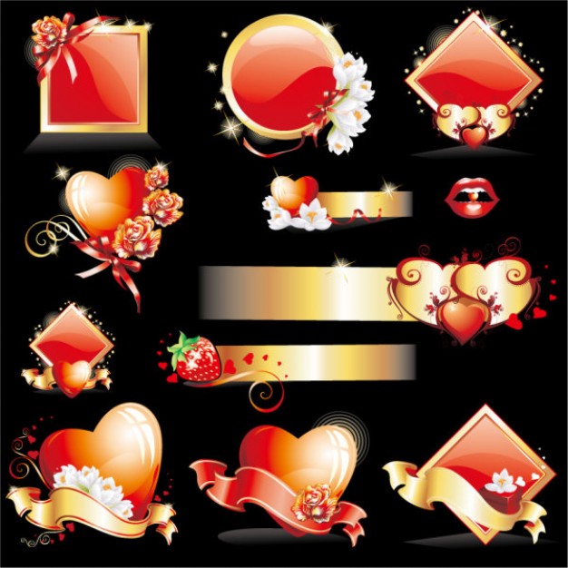 element material of glittering love over black background