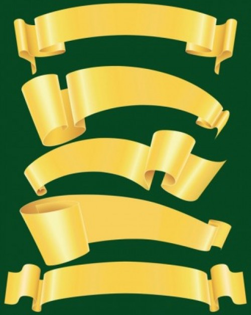 fine golden ribbons over green background