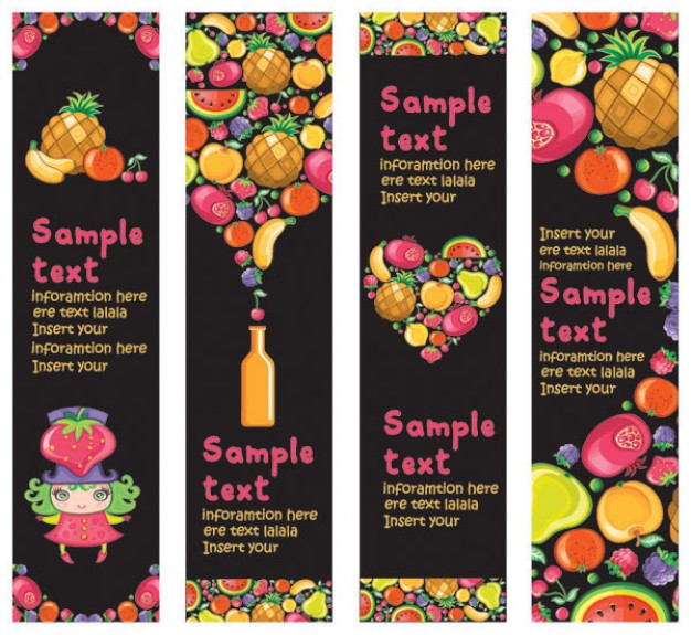 funny cute variety of fruit banner material for cover design