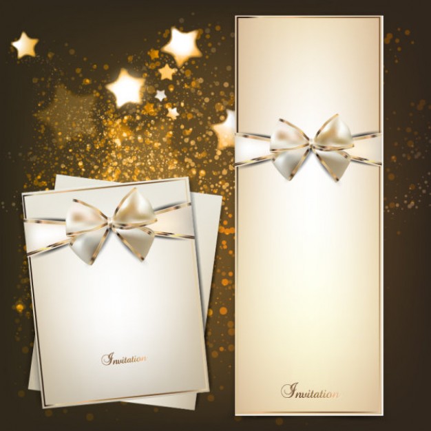 golden ribbon over star sky background for Greeting card design