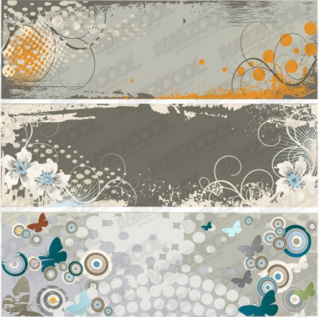 gray trend banner template with target and swirls