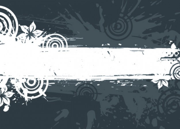grunge frame with white banner of flower