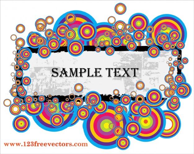 grunge retro rounds text banner arounded with colorful target circles