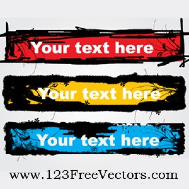 grunge text banners with red yellow blue