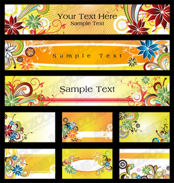 nine exquisite pattern element material with flowers