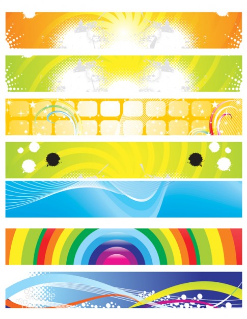 pretty colorful banner with sunburst circle grid etc