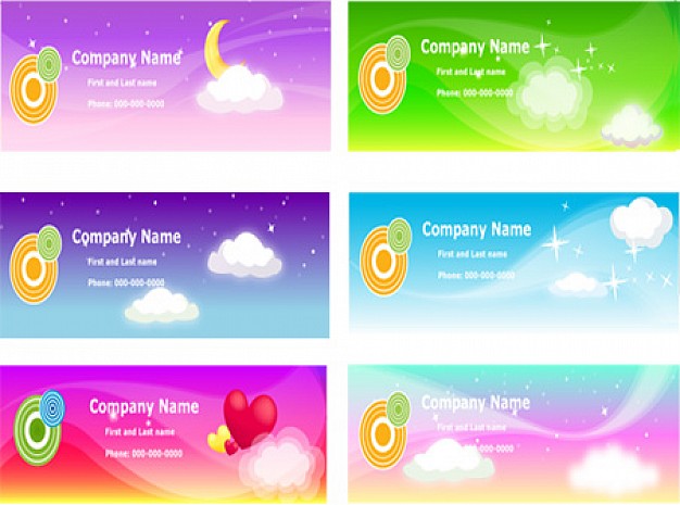 six fresh colorful banners set with cloud