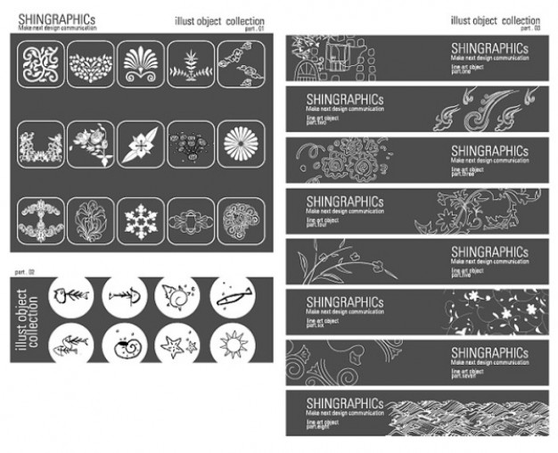 six set of south korea pattern selections in bw