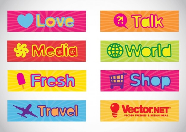 text banners vectors with heart plane