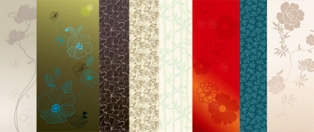 two set of featured flowers background material in vertical