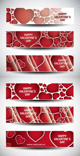 valentine s day love banner with red hearts