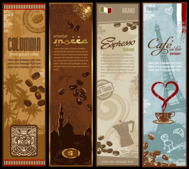 vertical banners of coffee theme for coffee product cover