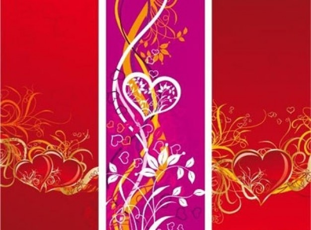 vertical banners with floral hearts