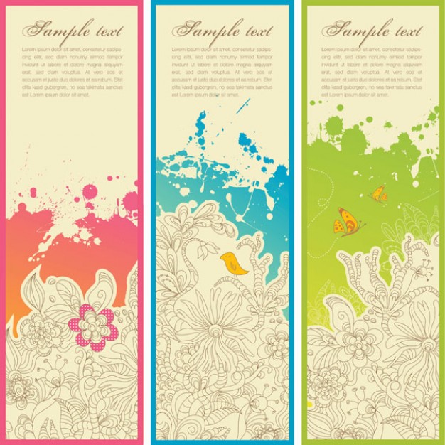 vertical trend pattern banner material with flower and bird