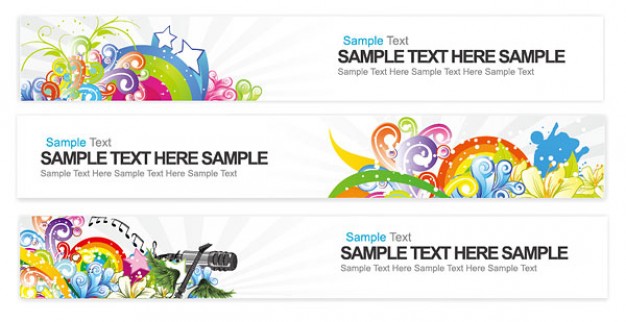 vivid color banner material with music elements