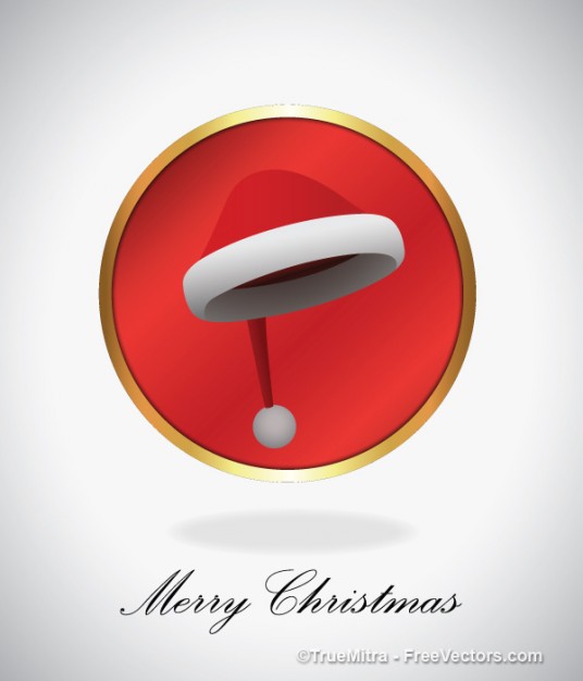 christmas card with a red hat in center