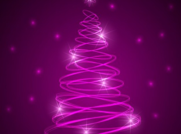 pink christmas glowing tree with stars