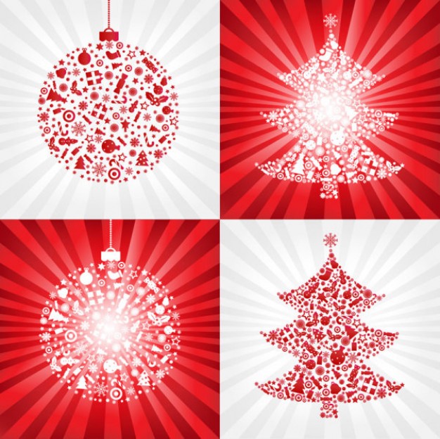 red christmas ball with christmas tree material