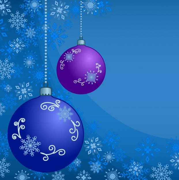 abstract christmas balls with ornament of snowflakes in blue