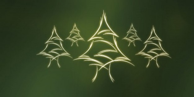 abstract christmas glowing trees doodle vectors draw by hand