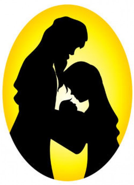 bethlehem christmas with baby silhouette and yellow background