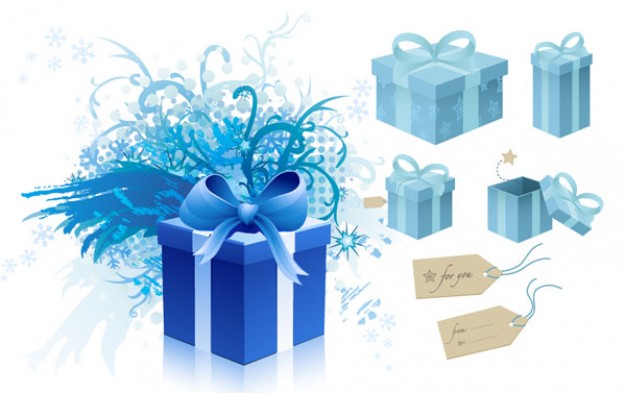 blue gift box theme material for Christmas holiday