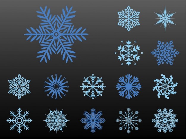 blue Snowflake set Christmas of frozen icons snowflakes shapes about Holidays Crafts