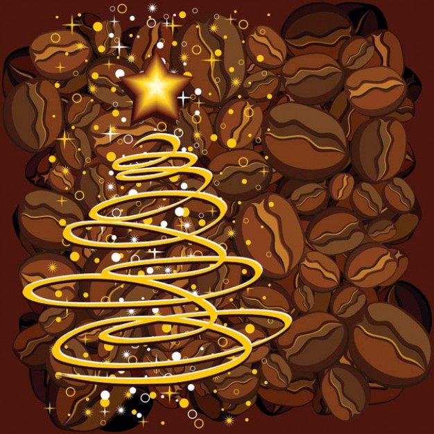 chrismas Beverage tree made with doodle line over coffee beans about Food The Coffee Tea