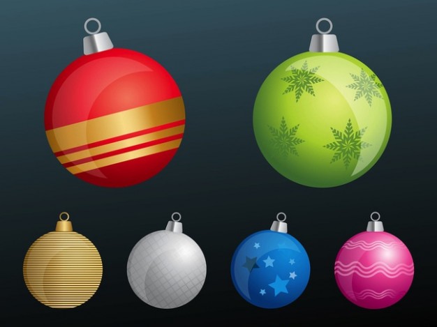 Christmas balls with different decorative design for festive celebration