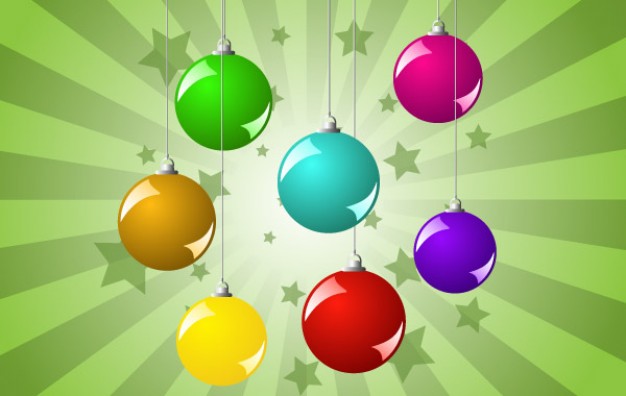 christmas balls with radiant background