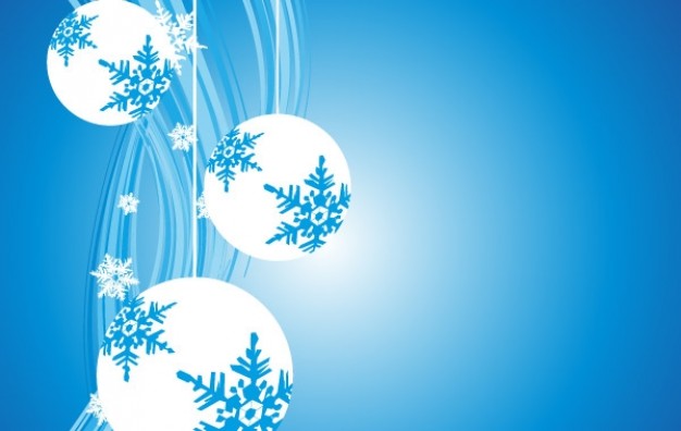 christmas balls with snowflakes over blue background