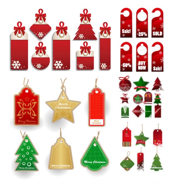 Christmas Business sales discount labels about Christmas and holiday season tags
