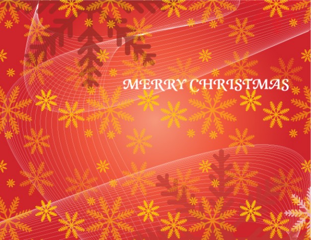 christmas card pattern with snowflakes and flowing lines  red background