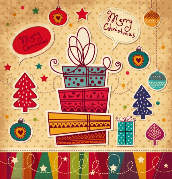 Christmas cartoon Christmas tree christmas card material about Christmas Holiday elements