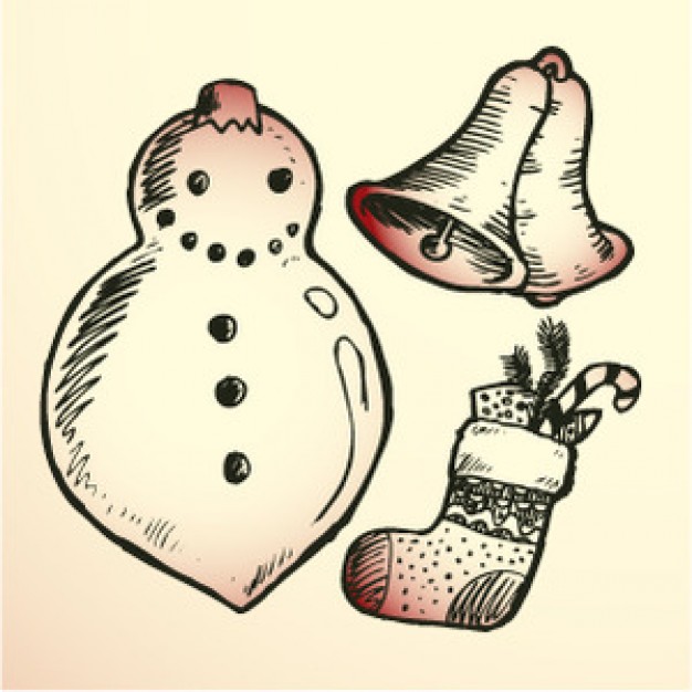 christmas elements with snowman bell shoe