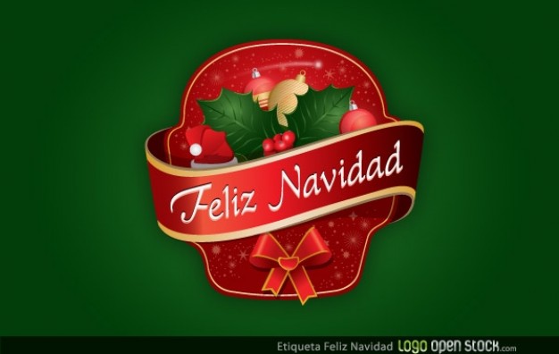 Christmas etiqueta Feliz Navidad feliz navidad about green background