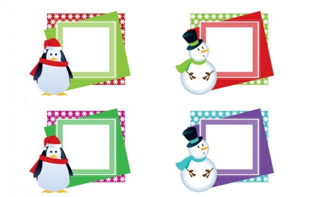 christmas frames about snowman with different color style