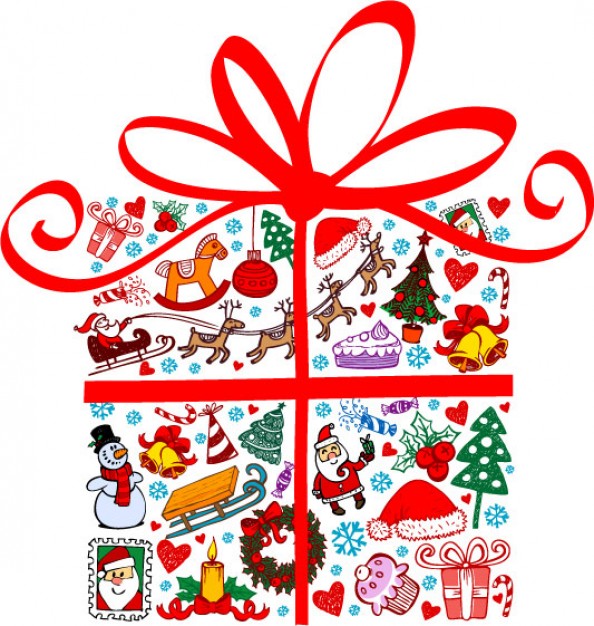 Christmas gift box made of lovely christmas elements material