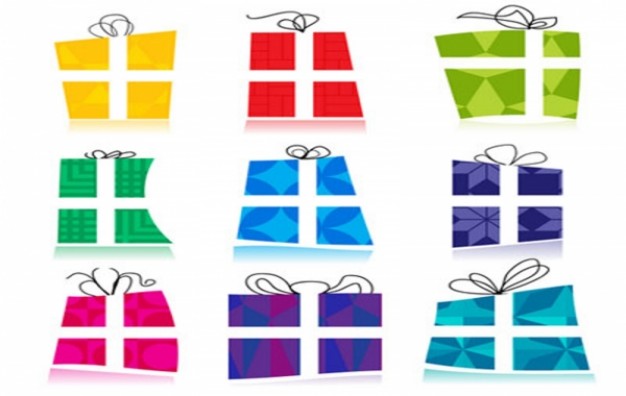 Christmas gift wrapping icons about Gift Business in different color style