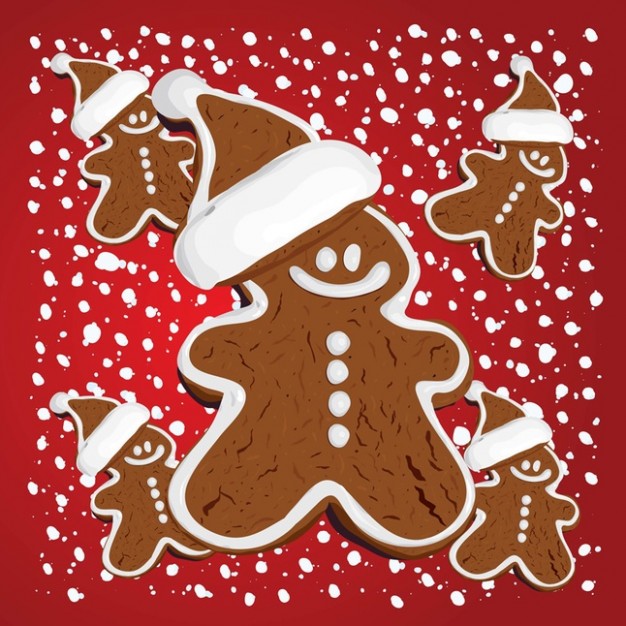 christmas gingerbread with brown snta and snowflake