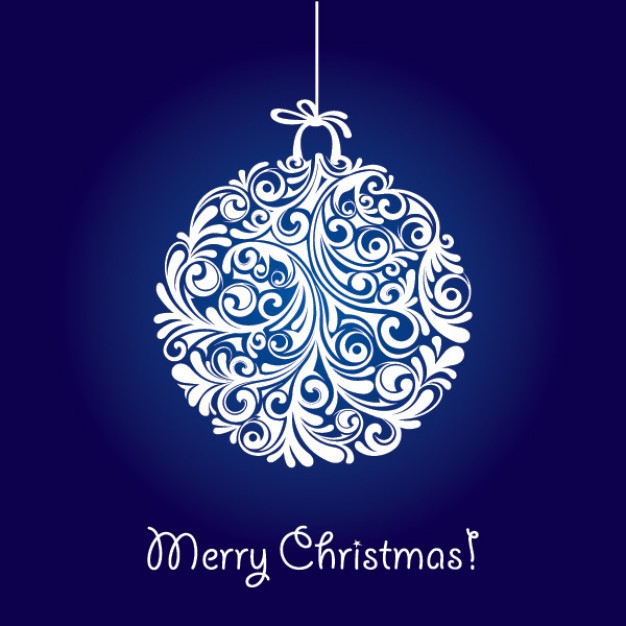 Christmas Holiday ball hanging made with curly stems about blue background Opinions Literature