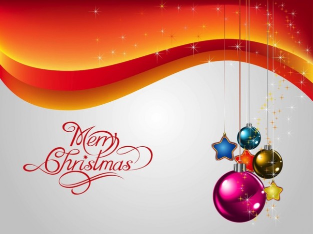 Christmas Holiday card with wave colorful decorative elements about Shopping Christmas balls